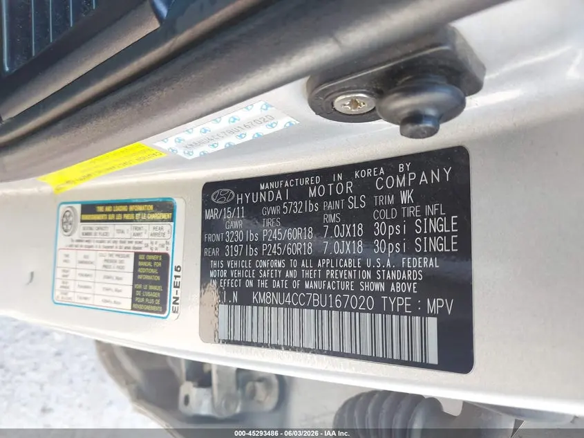 2011 HYUNDAI VERACRUZ LIMITED