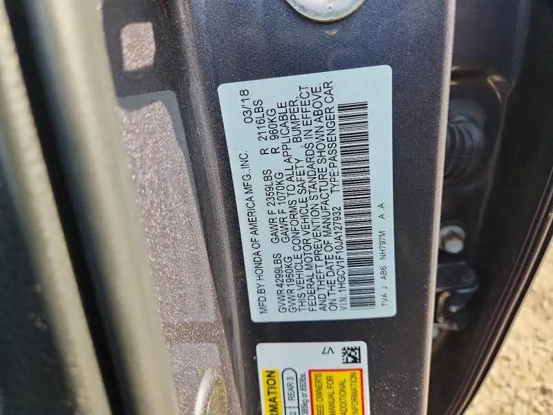 2018 HONDA ACCORD LX  
