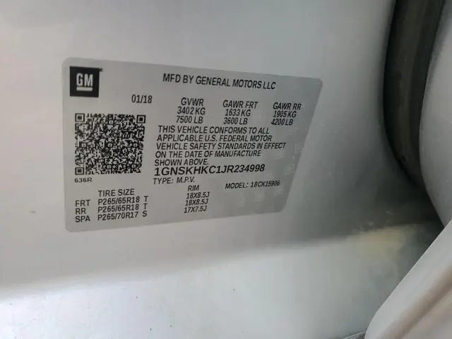 2018 CHEVROLET SUBURBAN K1500 LT  