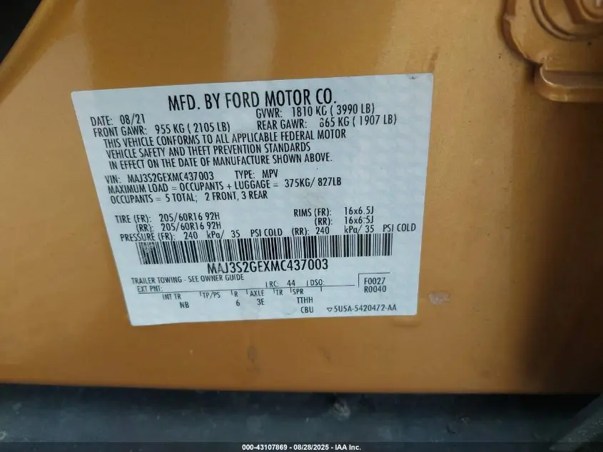 2021 FORD ECOSPORT SE