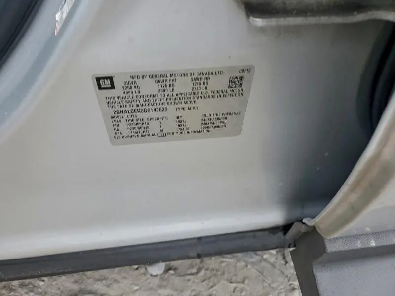 2016 CHEVROLET EQUINOX LT  