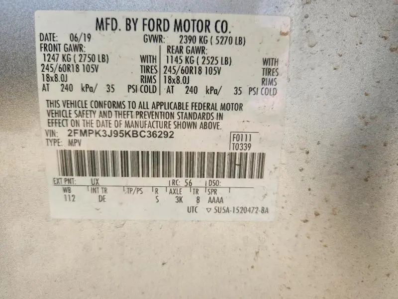 2019 FORD EDGE SEL  