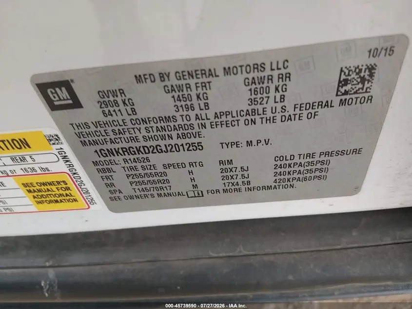 2016 CHEVROLET TRAVERSE 1LT