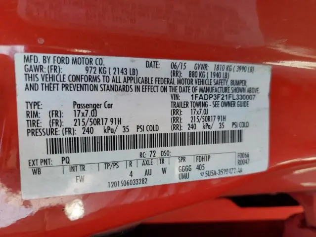 2015 FORD FOCUS SE