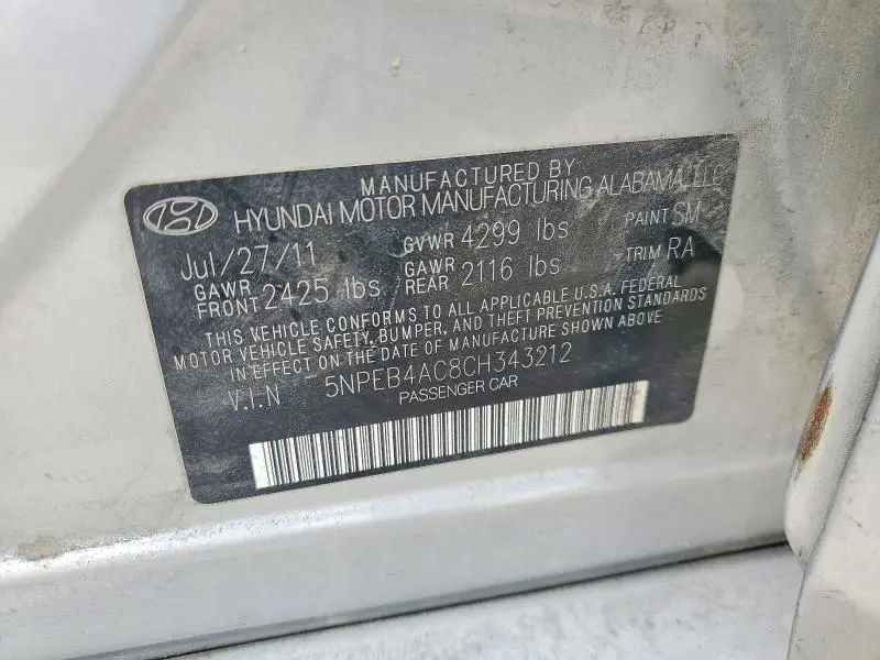2012 HYUNDAI SONATA GLS  