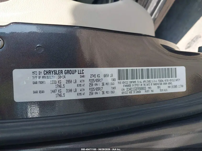 2015 CHRYSLER TOWN & COUNTRY TOURING-L