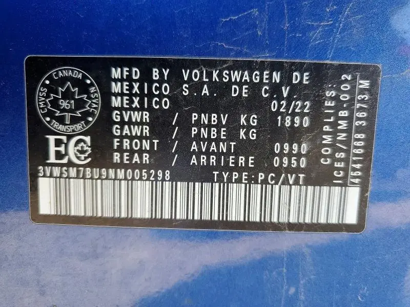 2022 VOLKSWAGEN JETTA COMFORTLINE  