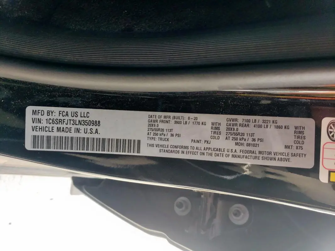 2020 RAM 1500 LARAMIE  