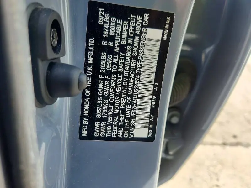 2021 HONDA CIVIC SPORT  