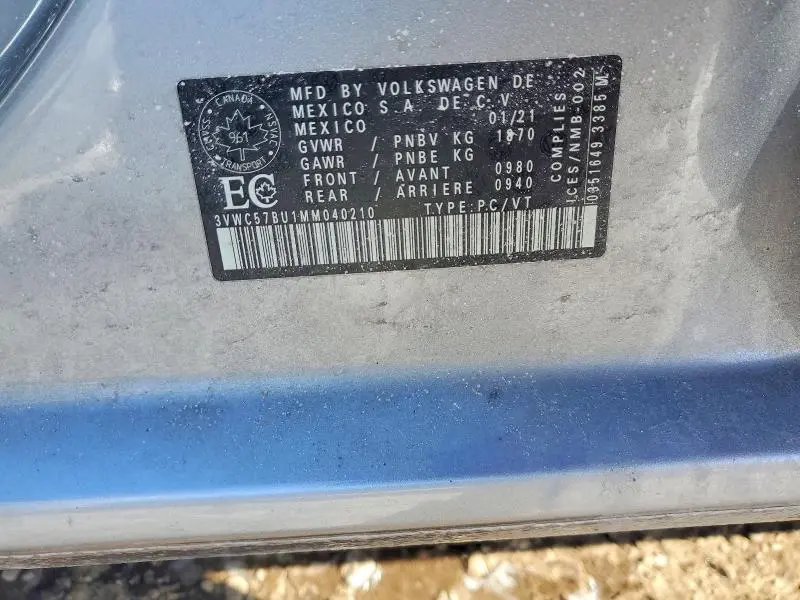 2021 VOLKSWAGEN JETTA S  