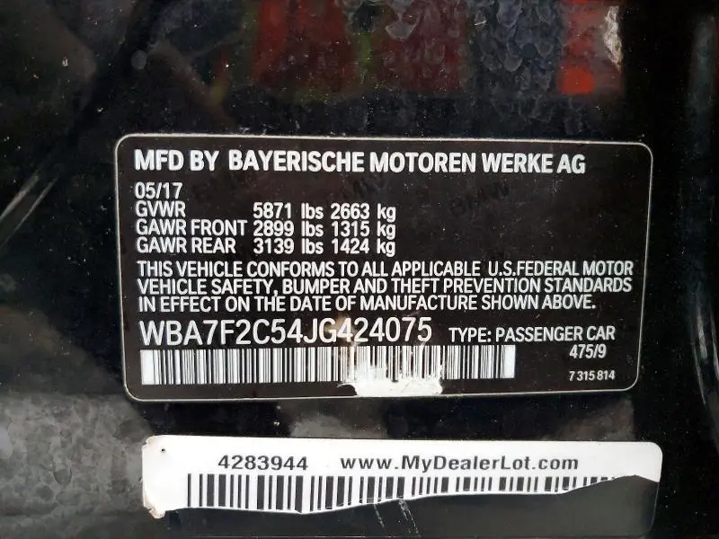 2018 BMW 750 XI  