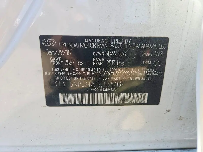 2018 HYUNDAI SONATA SEL  