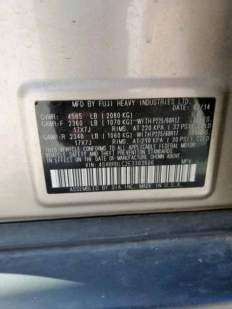 2014 SUBARU OUTBACK 2.5I LIMITED  