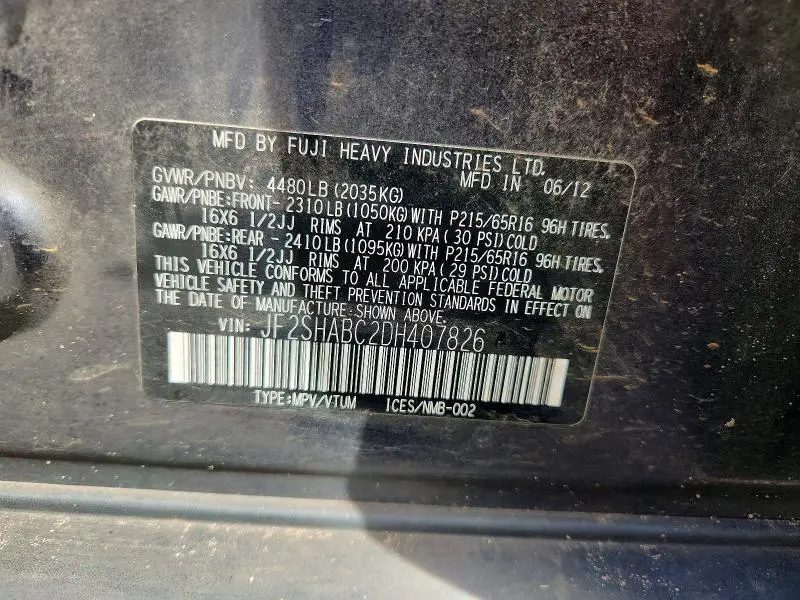 2013 SUBARU FORESTER 2.5X  