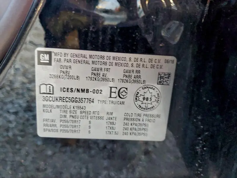 2016 CHEVROLET SILVERADO K1500 LT  