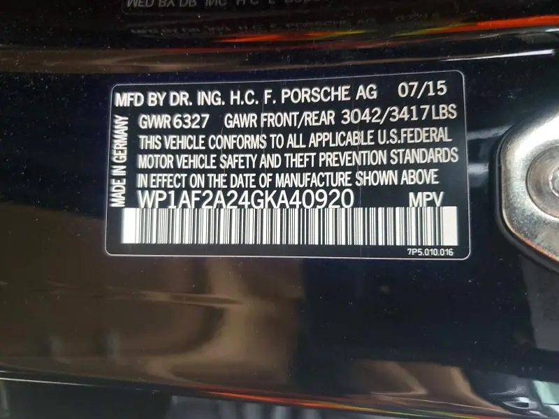 2016 PORSCHE CAYENNE   