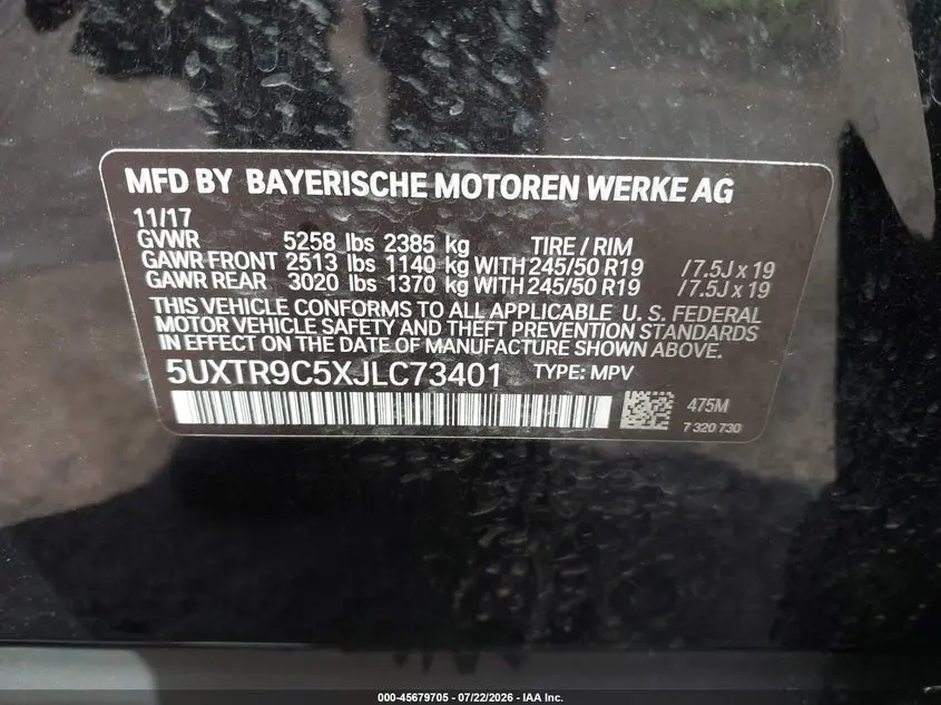 2018 BMW X3 XDRIVE30I
