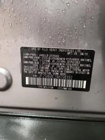 2010 SUBARU FORESTER XS  