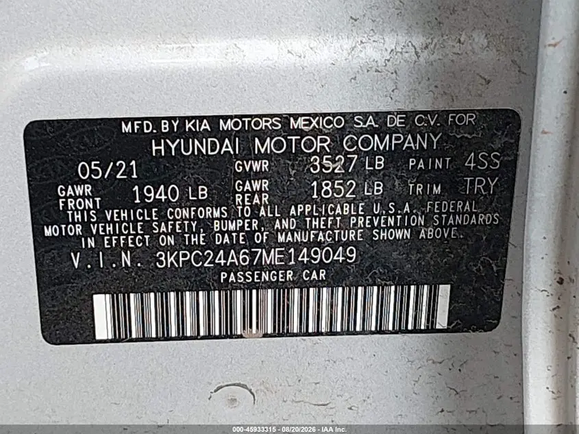 2021 HYUNDAI ACCENT SE