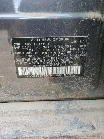 2019 SUBARU OUTBACK 2.5I LIMITED  