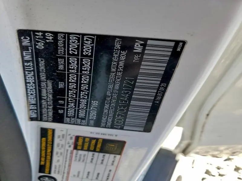 2014 MERCEDES-BENZ GL 450 4MATIC  