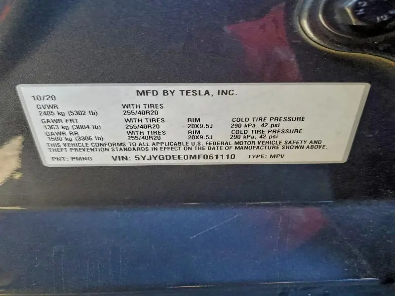 2021 TESLA MODEL Y   