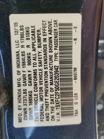 2016 HONDA CIVIC LX  