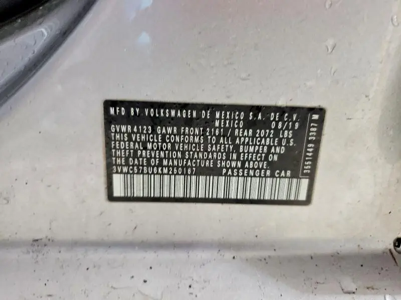 2019 VOLKSWAGEN JETTA S  