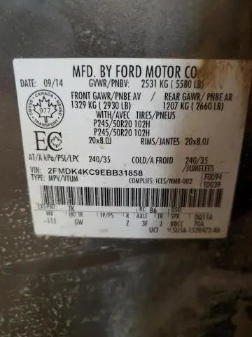 2014 FORD EDGE LIMITED  