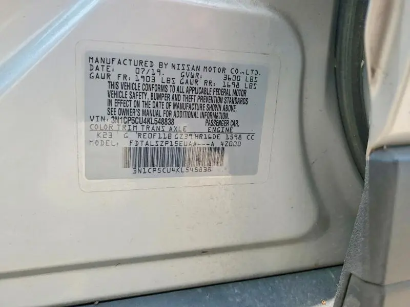 2019 NISSAN KICKS SV  
