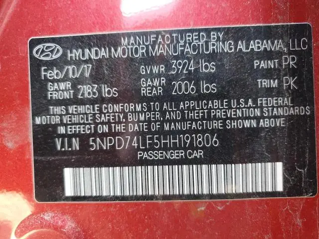 2017 HYUNDAI ELANTRA SE