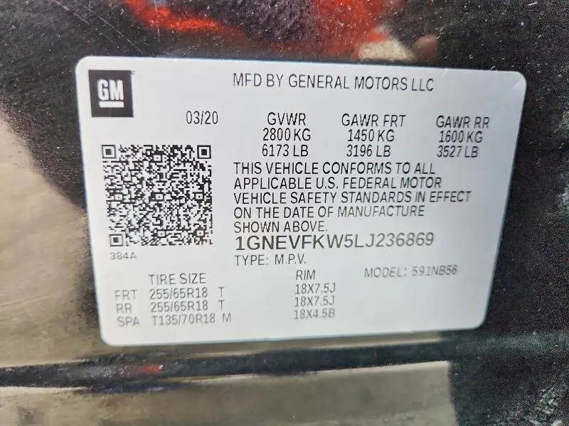 2020 CHEVROLET TRAVERSE LS  