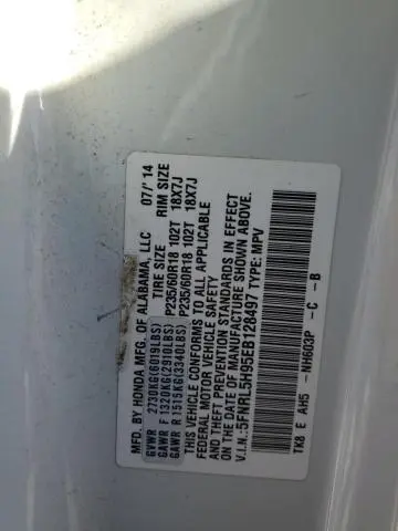 2014 HONDA ODYSSEY TOURING  