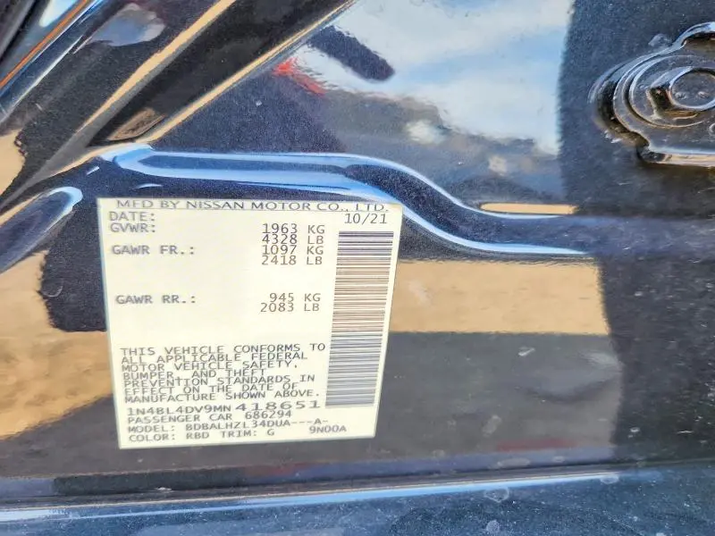 2021 NISSAN ALTIMA SV  