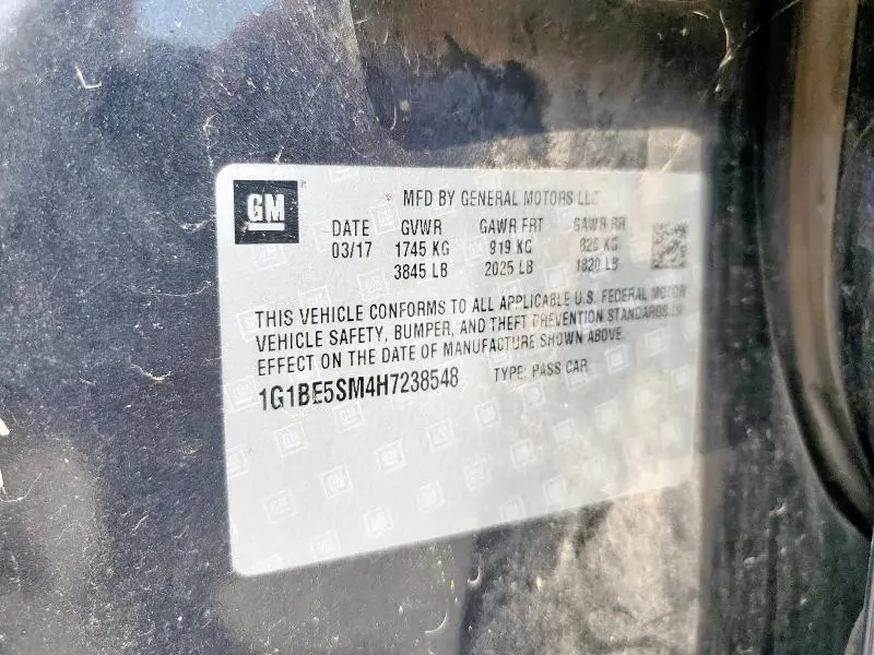 2017 CHEVROLET CRUZE LT