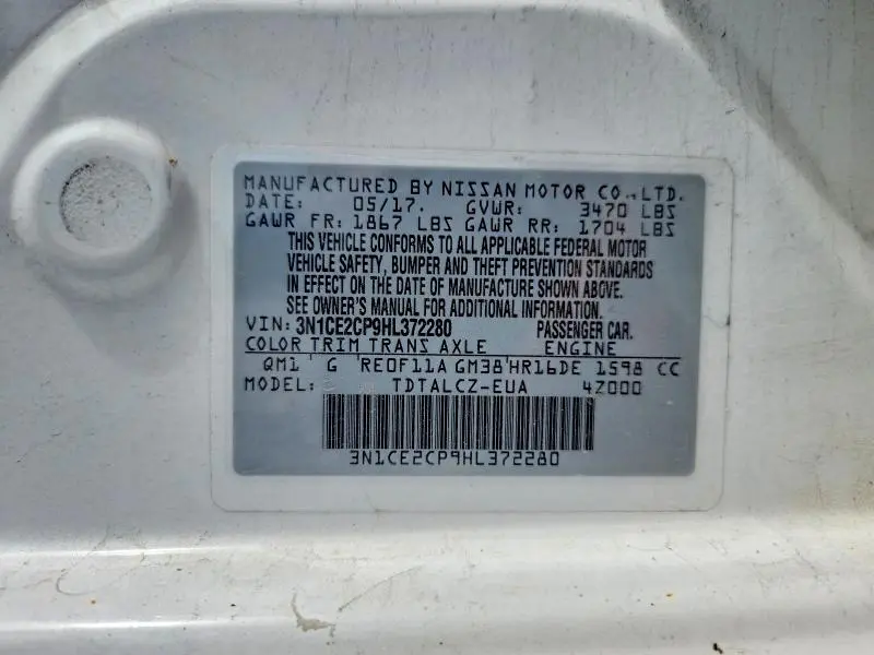 2017 NISSAN VERSA NOTE S PLUS  