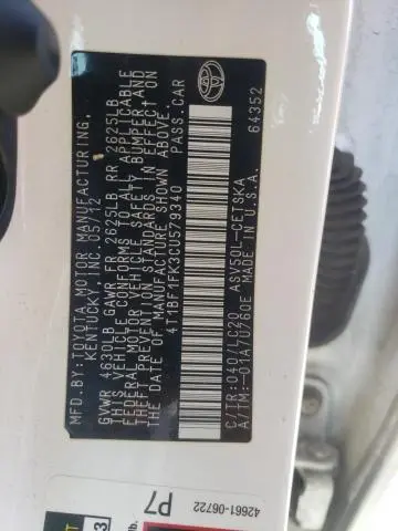 2012 TOYOTA CAMRY BASE  