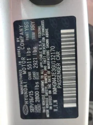 2016 HYUNDAI GENESIS 3.8L  