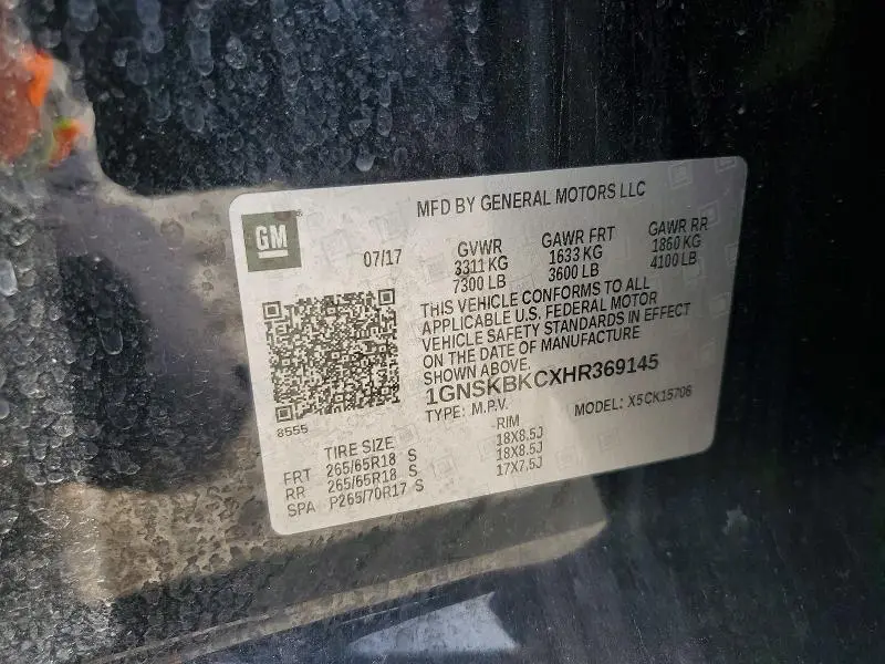 2017 CHEVROLET TAHOE K1500 LT  