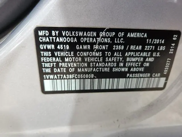 2015 VOLKSWAGEN PASSAT S  