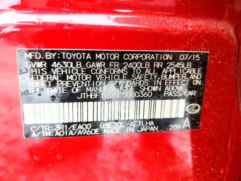 2015 LEXUS IS 250  