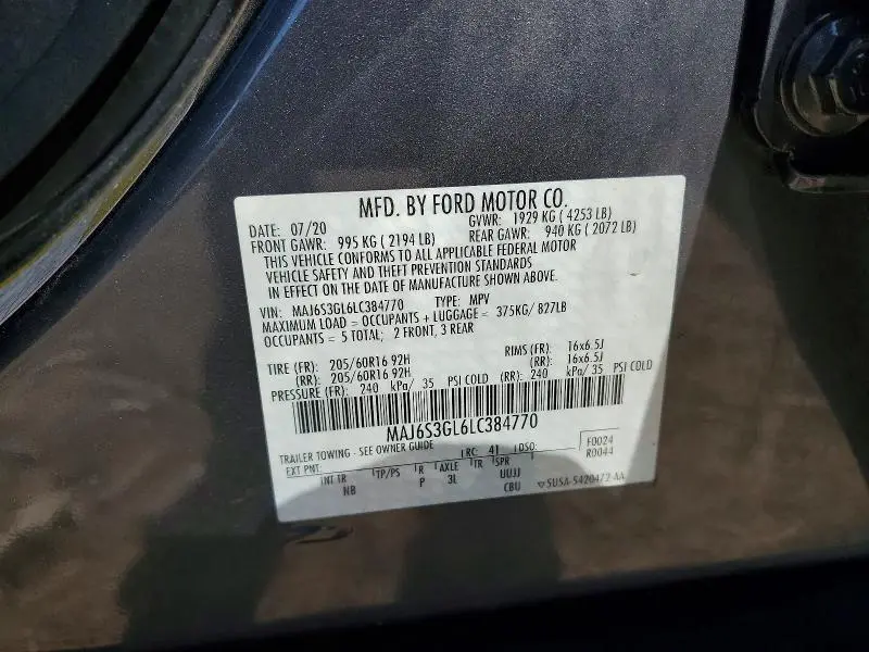 2020 FORD ECOSPORT SE  