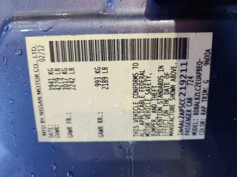 2012 NISSAN ALTIMA 2.5  