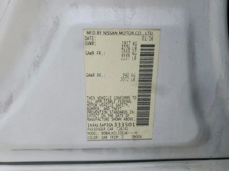 2016 NISSAN ALTIMA 2.5  