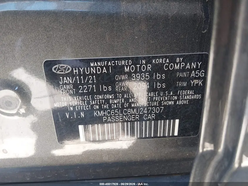 2021 HYUNDAI IONIQ HYBRID BLUE