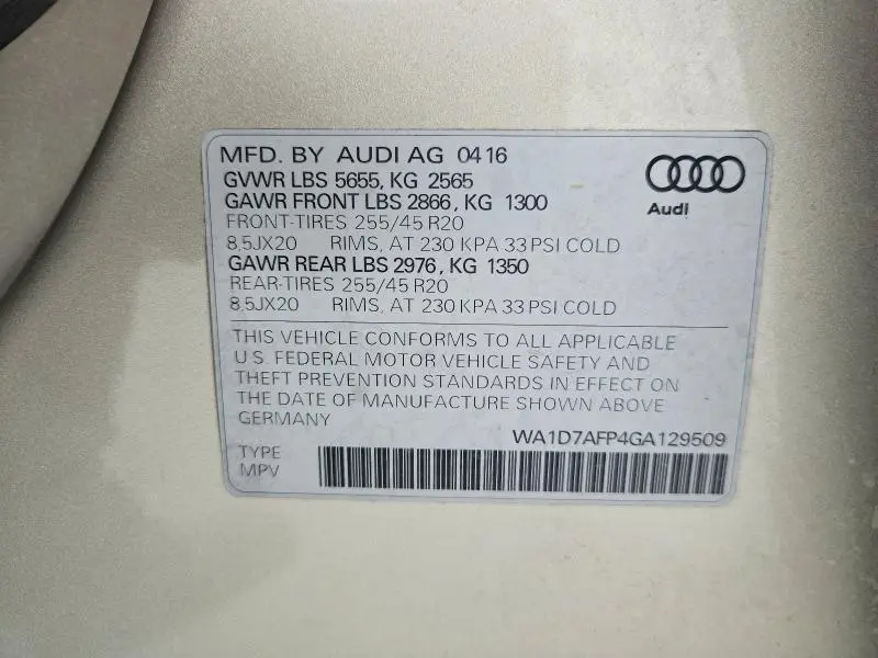 2016 AUDI Q5 PREMIUM PLUS S-LINE  