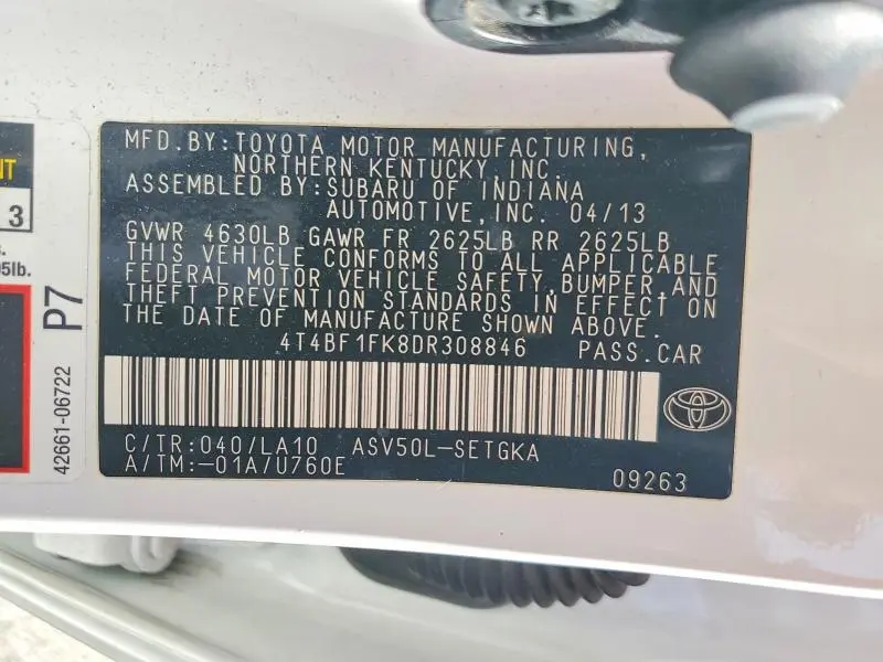 2013 TOYOTA CAMRY XLE  
