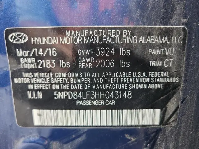 2017 HYUNDAI ELANTRA SE  