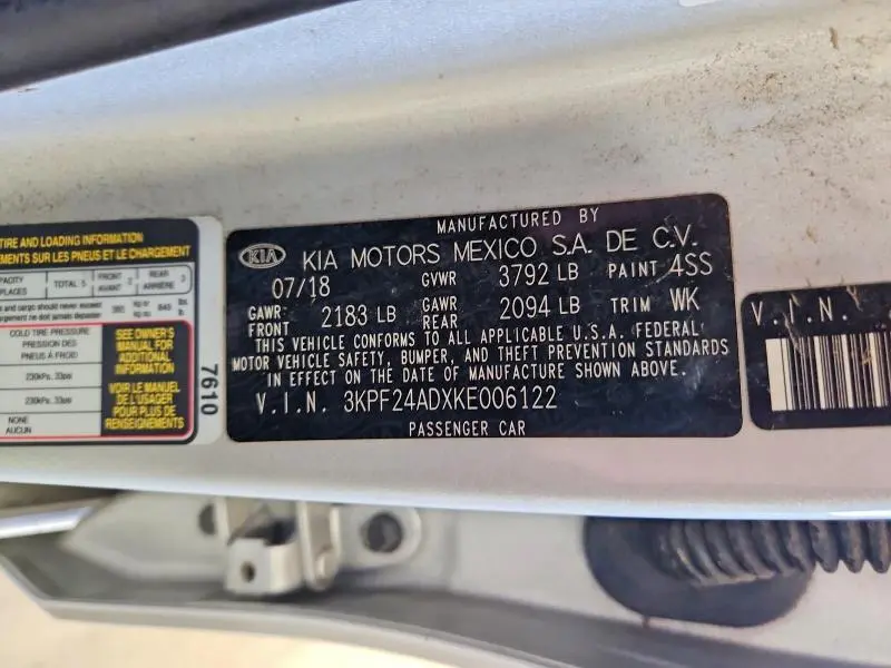 2019 KIA FORTE LXS  