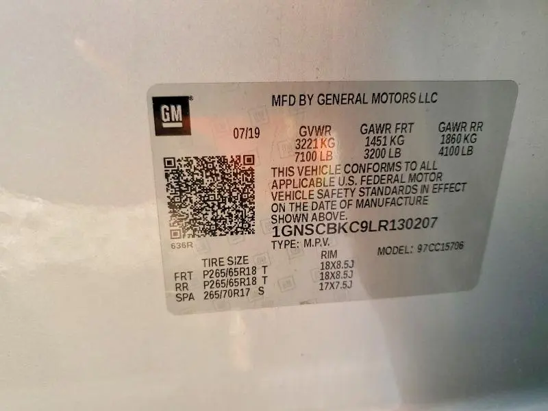 2020 CHEVROLET TAHOE C1500 LT  